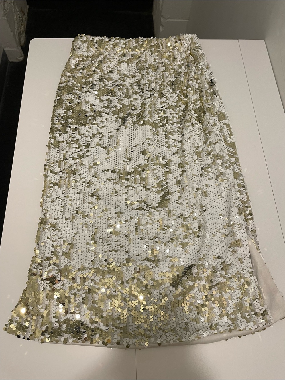 Davi&Dani Brand Women's size Small Gold & White Sequin Pencil Skirt Bridal